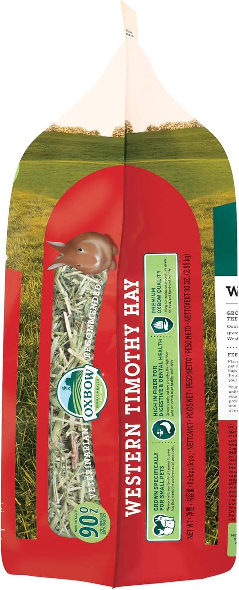Western Timothy Hay, Guinea Pig Hay, Small Pet Bunny Supplies, All Natural Grass for Guinea Pig, Bunny, Chinchilla & Hamster, Rabbit Supplies for Bunnies, 90 Oz. Bag
