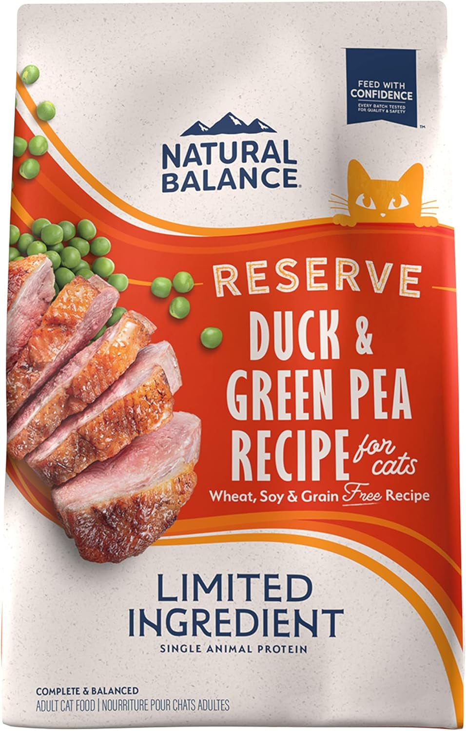 Limited Ingredient Adult Grain-Free Dry Cat Food - Balanced Nutrition - Soy-Free, Corn-Free Limited Ingredient Formula - 10 Lb - Reserve Duck & Green Pea Recipe