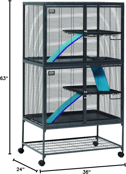 Critter Nation by  Double Unit Small Animal Cage, Habitat for Rats, Chinchillas, Ferrets, Sugar Gliders, Tool-Free Assembly, with Full-Width Doors, Shelves & Removable Base Pans