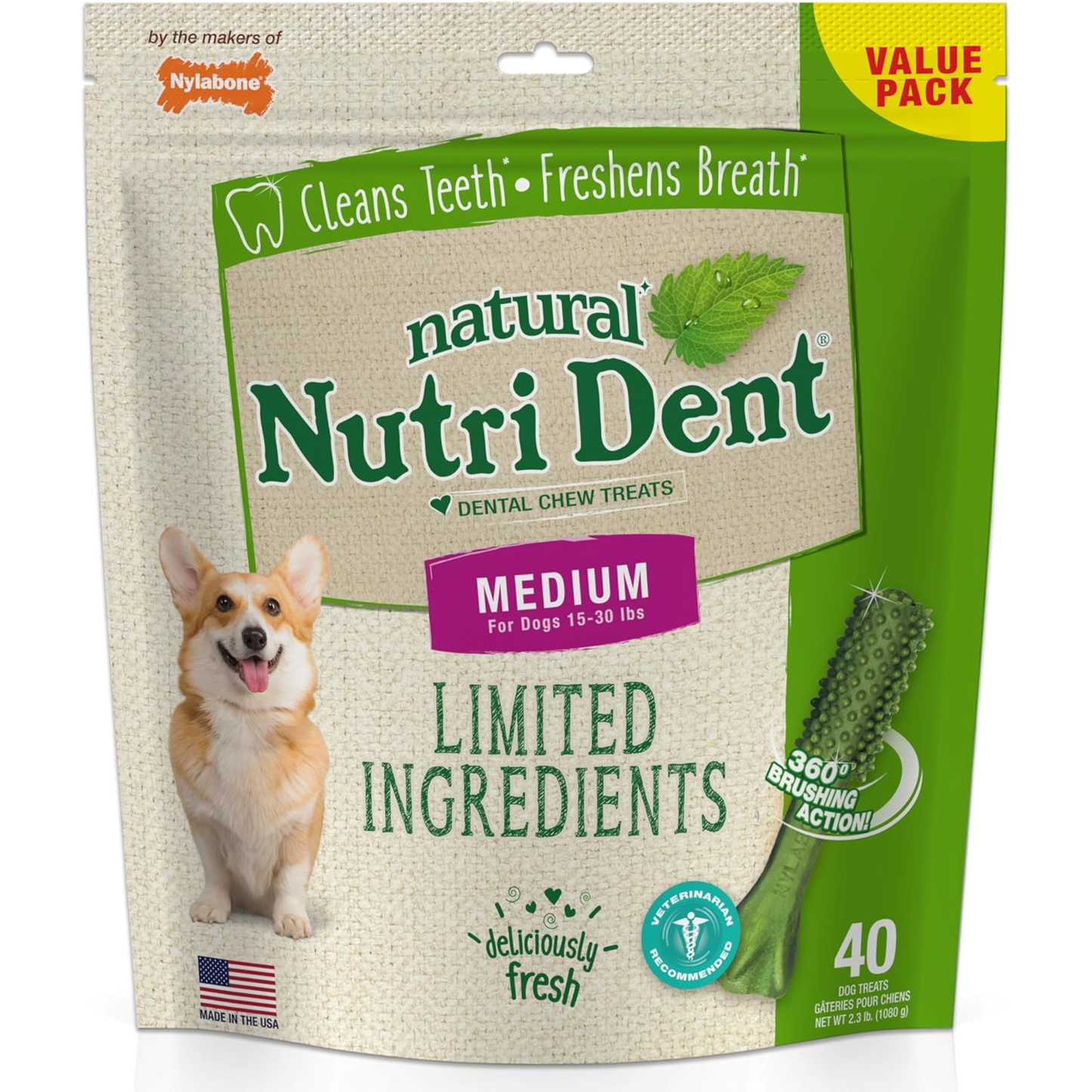 Nutri Dent Dental Chews for Dogs – (40 Count)