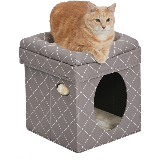 Foldable Cat Cube Hideout with Bed
