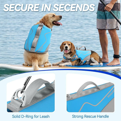 Neoprene Dog Life Vest, Dog Life Jacket for Swimming & Boating, Buoyancy & Comfort for Puppy Doggy, Swimming Vest with Handle, XS, Cyra Blue
